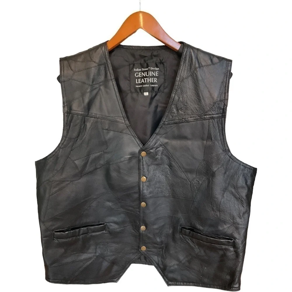 ITALIAN STONE GENUINE LEATHER VEST SIZE XXXL